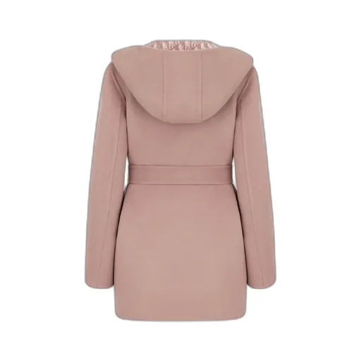 Cropped Coat With Hood And Belt