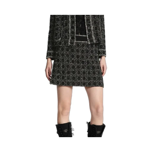Macrocannage Flared Miniskirt