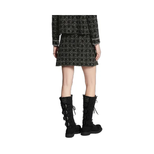 Macrocannage Flared Miniskirt