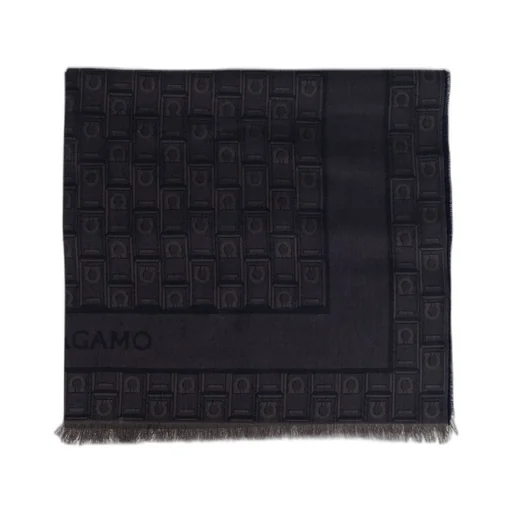 Ferragamo Monogram Jacquard Frayed Scarf