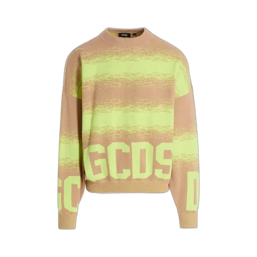 Gcds Logo Intarsia Striped Knit Sweater