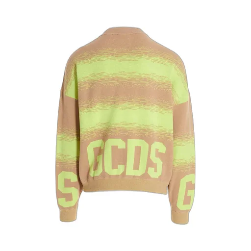 Gcds Logo Intarsia Striped Knit Sweater