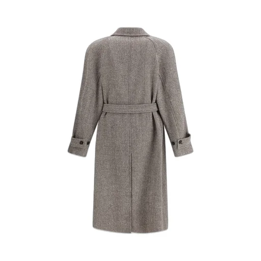Ferragamo Herringbone Patterned Belted Coat
