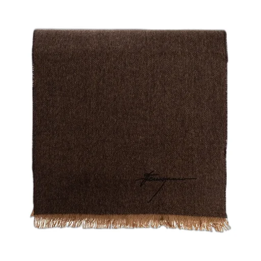 Ferragamo Logo Embroidered Fringed Edge Scarf