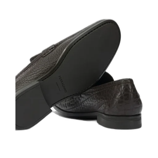 Ferragamo Embossed Buckle Detail Loafers