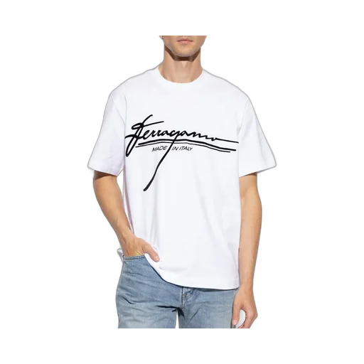Ferragamo Flocked Logo Crewneck T-Shirt