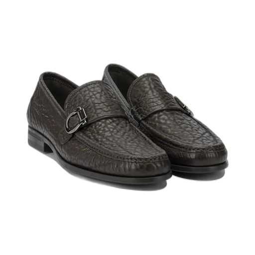 Ferragamo Embossed Buckle Detail Loafers