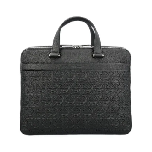 Ferragamo Monogram-Embossed Zipped Briefcase