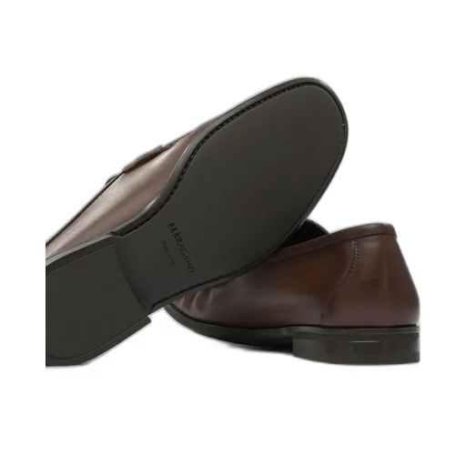 Ferragamo Almond Toe Logo-Engraved Loafers