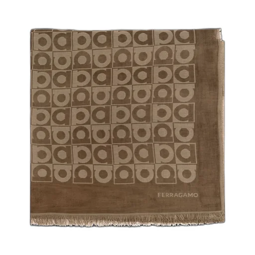 Ferragamo Monogram Frayed Edge Scarf