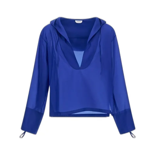 Ferragamo Semi Sheer Hooded Organza Blouse