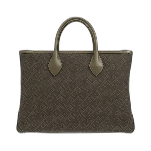 Ferragamo Gancini Jacquard Large Tote Bag