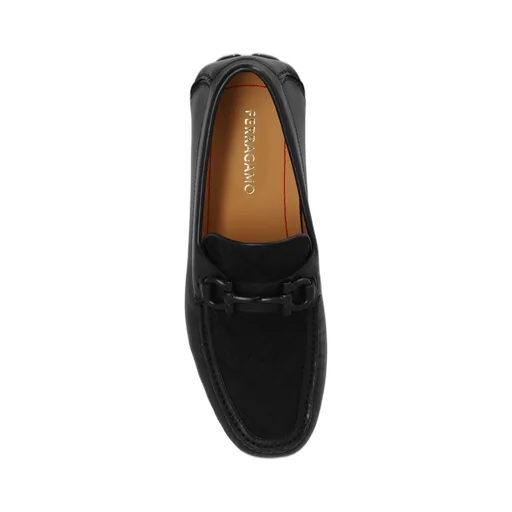 Ferragamo Gancini Plaque Driver Loafers