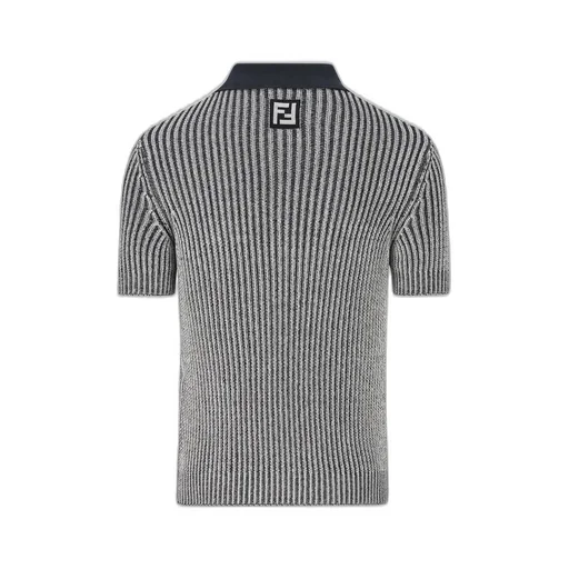 Fendi Short Sleeved Asymmetric Button Knitted Polo Shirt