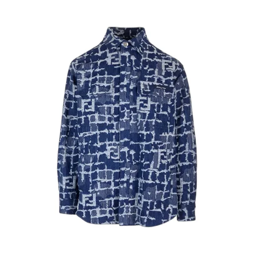 Fendi Logo Detailed Distressed Denim Jacket