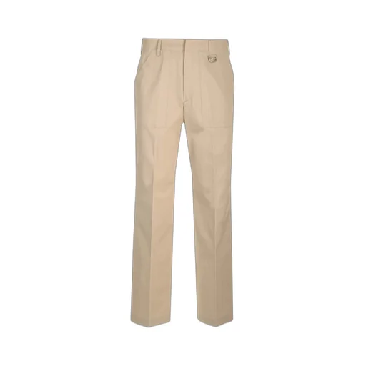 Fendi Logo Plaque Straight-Leg Tailored Pants