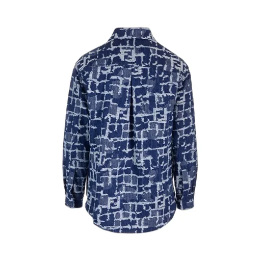 Fendi Logo Detailed Distressed Denim Jacket