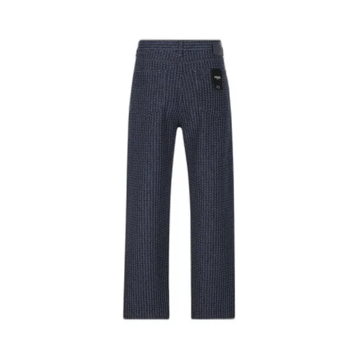 Fendi Straight-Leg Topstitched Long Jeans