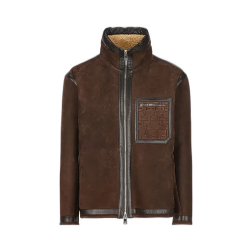 Fendi High Neck Zip-Up Oversized Jacket