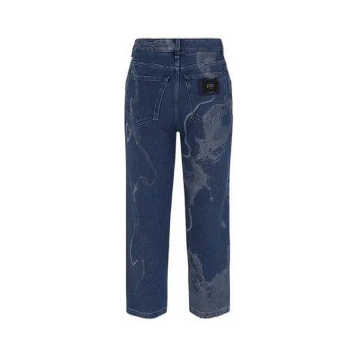 Fendi Contrasted Logo Motif Denim Trousers