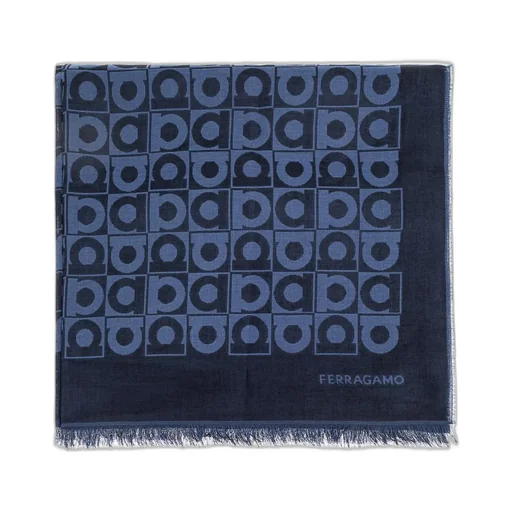 Ferragamo Monogram Printed Frayed-Edge Scarf