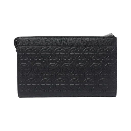 Ferragamo Logo Embossed Zipped Clutch Bag