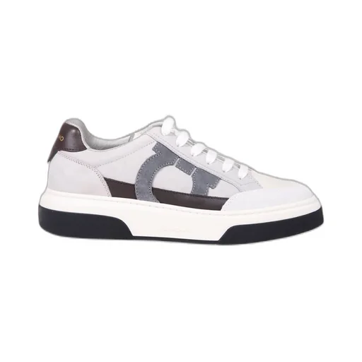 Ferragamo Gancini-Embroidered Lace-Up Sneakers