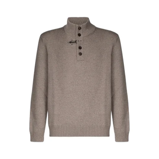 Fay Button Mock Neck Sweater