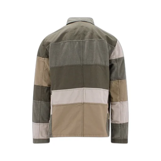 Fay Long-Sleeved Patchwork Shirt Jacket