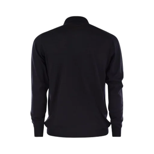 Fedeli Virgin Wool Long-Sleeve Polo Shirt