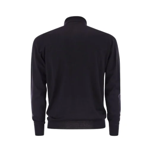 Fedeli Virgin Wool Long-Sleeve Polo Shirt