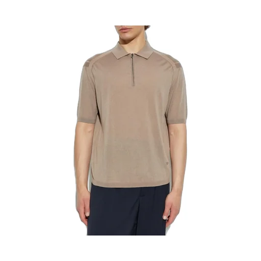 Emporio Armani Zip Detailed Short-Sleeved Polo Shirt