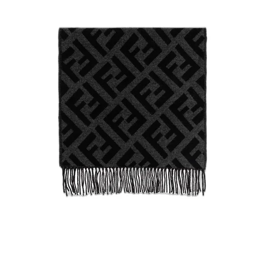 Fendi Logo Jacquard Fringed Scarf