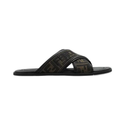 Fendi Ff Logo Detail Crossed Slides