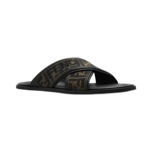 Fendi Ff Logo Detail Crossed Slides