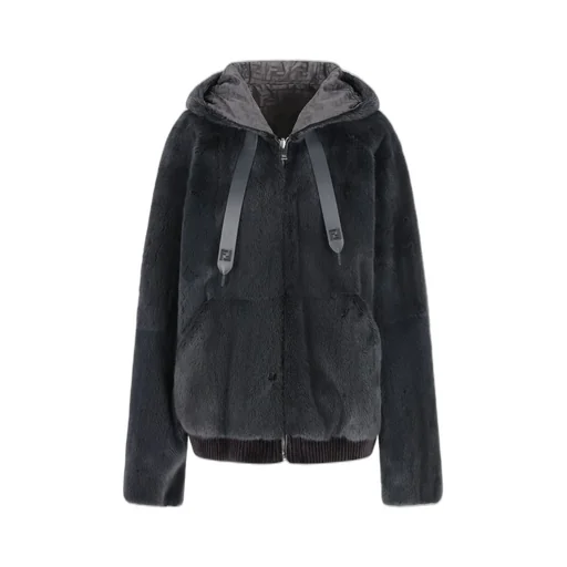 Fendi Logo Detailed Hooded Reversible Jacket