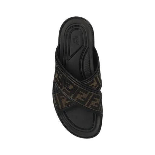 Fendi Ff Logo Detail Crossed Slides