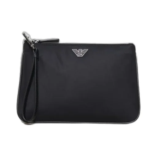 Emporio Armani Logo Plaque Zip-Up Clutch Bag