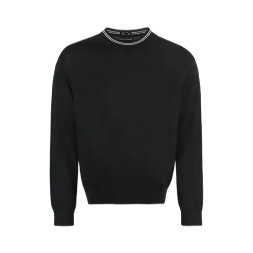 Emporio Armani Logo-Intarsia Knitted Crewneck Jumper