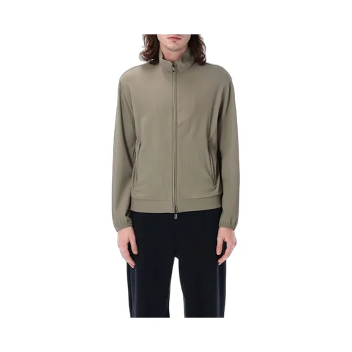 Emporio Armani Canneté-Effect Stretch Full-Zip Blouson