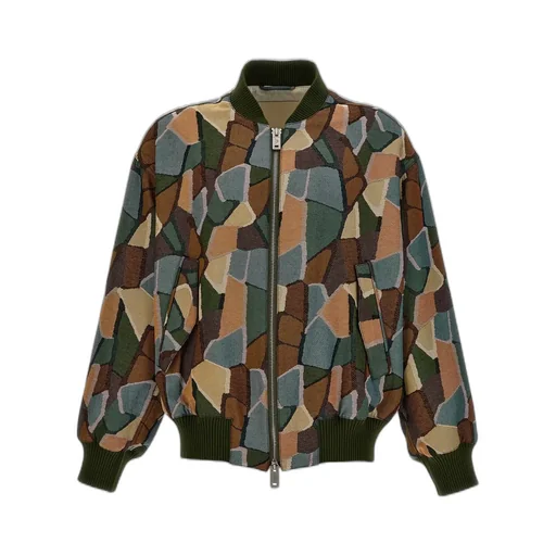 Emporio Armani Mosaic-Patterned Zipped Bomber Jacket