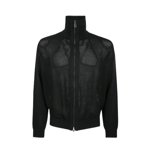 Emporio Armani High Neck Zipped Knitted Cardigan