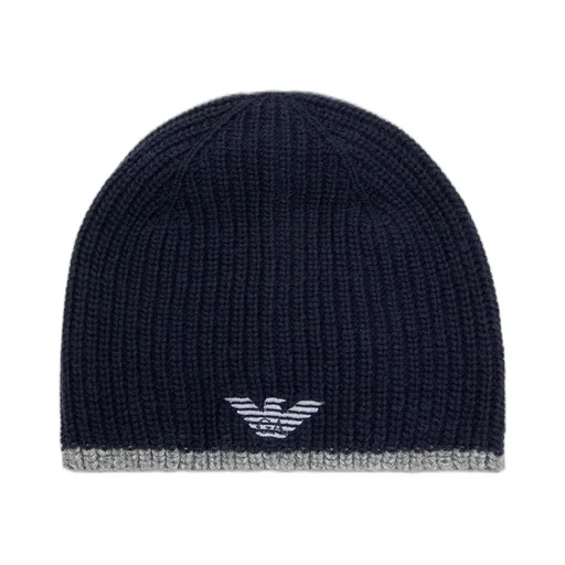 Emporio Armani Logo Embroidered Beanie Scarf Set