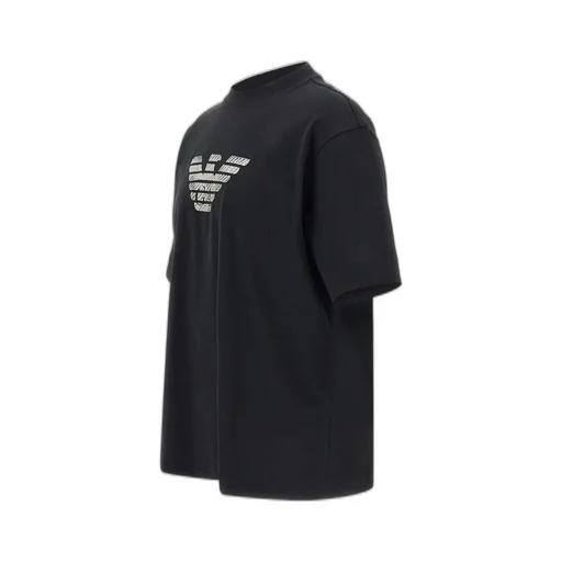 Emporio Armani Gradient-Effect Stripe Embroidered Asv Oversized Jersey T-Shirt