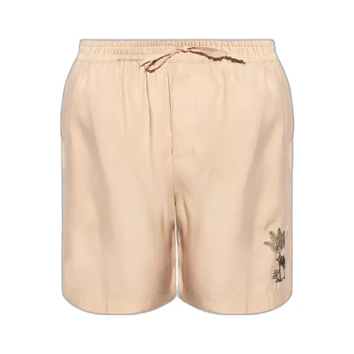 Emporio Armani Floral-Embroidered Drawstring Bermuda Shorts