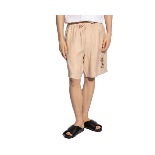 Emporio Armani Floral-Embroidered Drawstring Bermuda Shorts