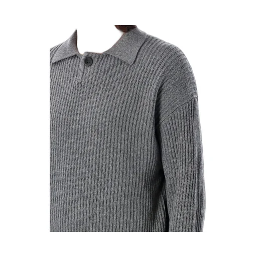 Emporio Armani Fisherman's-Knit Long Sleeved Polo Shirt