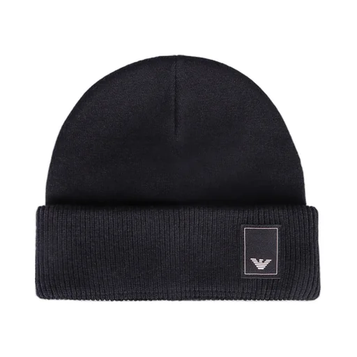Emporio Armani Logo Patch Turn-Up Brim Beanie