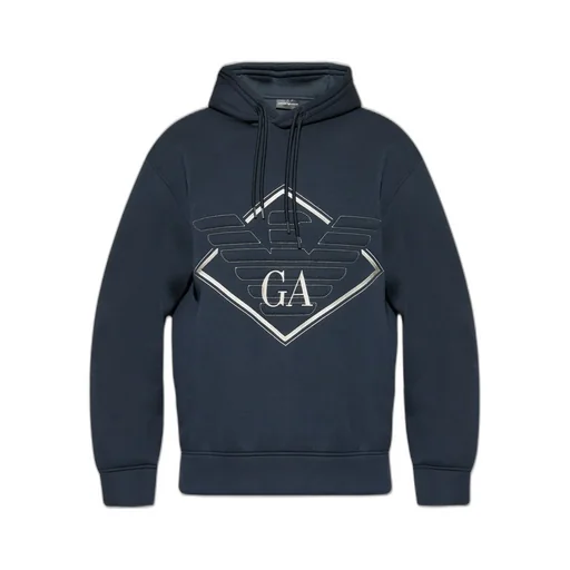 Emporio Armani Logo Embroidered Drawstring Hoodie