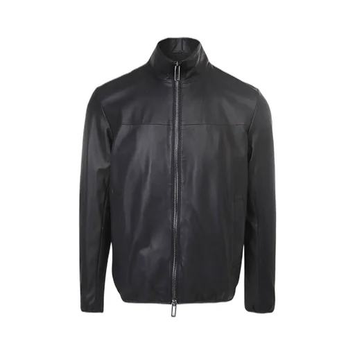Emporio Armani Zip-Up Long Sleeved Leather Jacket